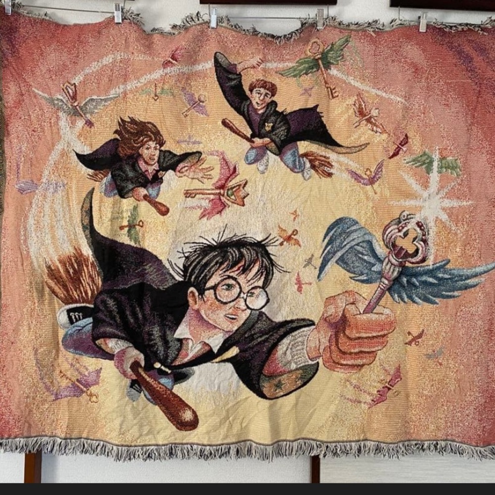 Vintage Y2K Harry Potter  Flying Keys tapestry throw blanket
